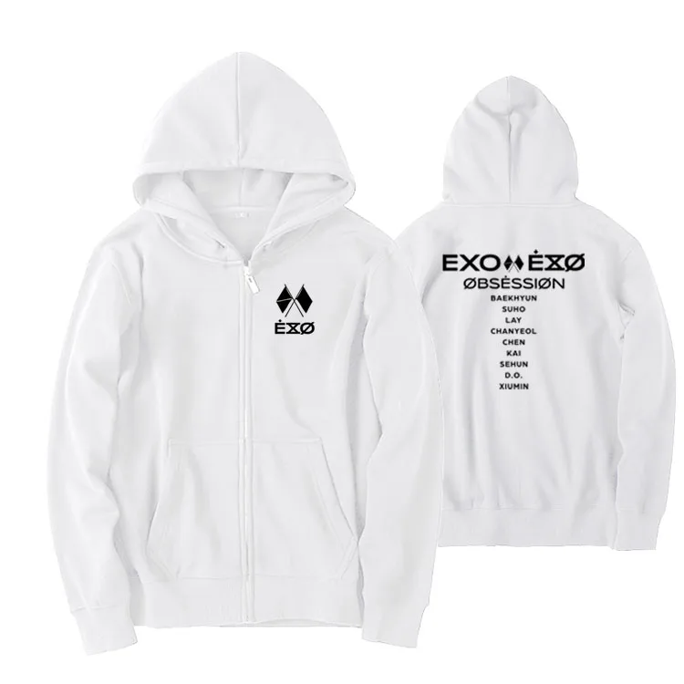 Kpop exo obsession альбом же молния/пуловер толстовки унисекс Мода флис/тонкий свободный свитер 6 цветов