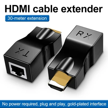 

1 Pair 4K HDMI Extender 4K HDMI Extender HDMI Extension up to 30m Over CAT5e / 6 UTP LAN Ethernet Cable RJ45 Ports LAN Network