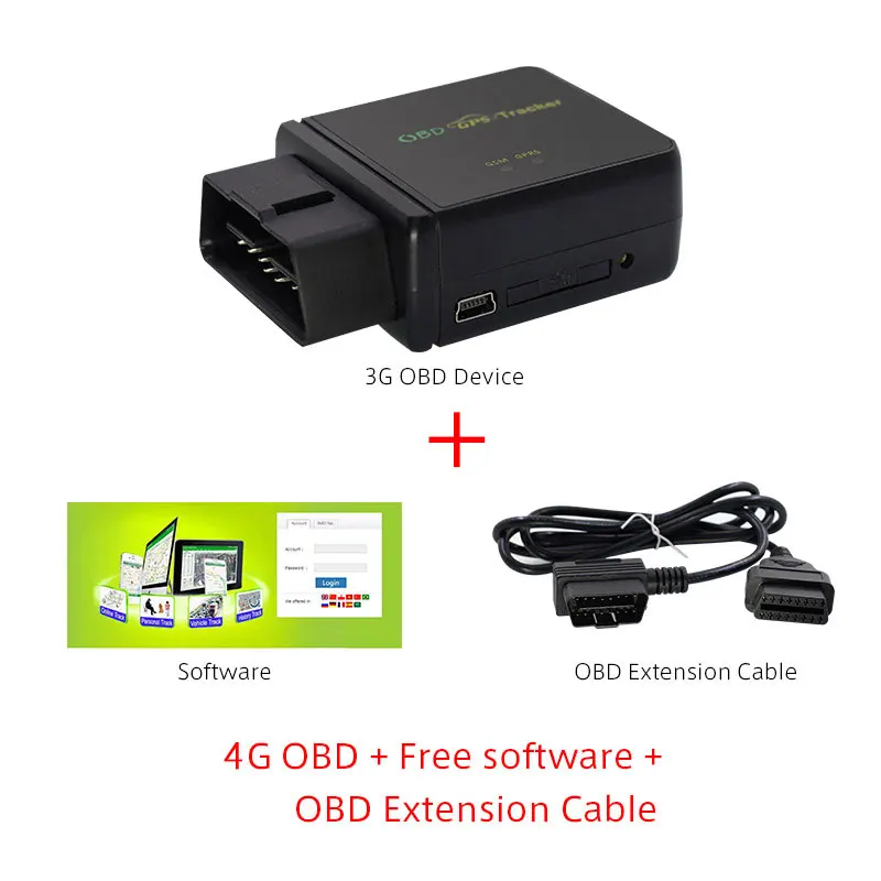 Gps трекер Автомобильный OBD локатор задний 3g 4G 2G OBDii диагностический инструмент DTC код голосовой монитор вибрационная сигнализация Geo отслеживание реального времени - Цвет: 4G-Free Soft-Cable