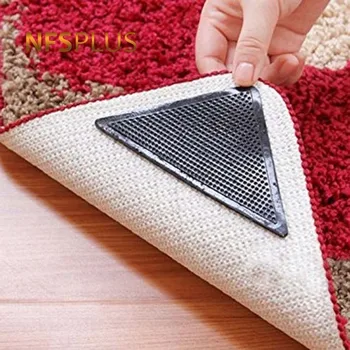 

4 Pack Sticky Mat Carpet Rug Grippers 10.5x10.5x15cm Triangle Anti Slip Silicone Washable Reusable Floor Mat Door Carpet Pad