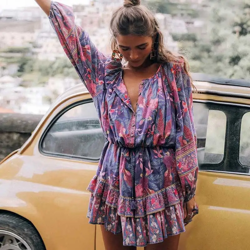 Платье Gypsylady женское с длинным рукавом повседневное плиссированное платье