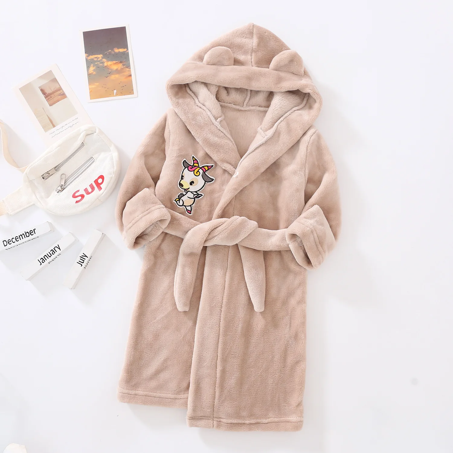 Spring Autumn Baby Kids Robes Hooded Bathrobe Boys Girls Pajamas Cartoon Animals Winter Boys Sleepwear Bathrobe Girls Clothing