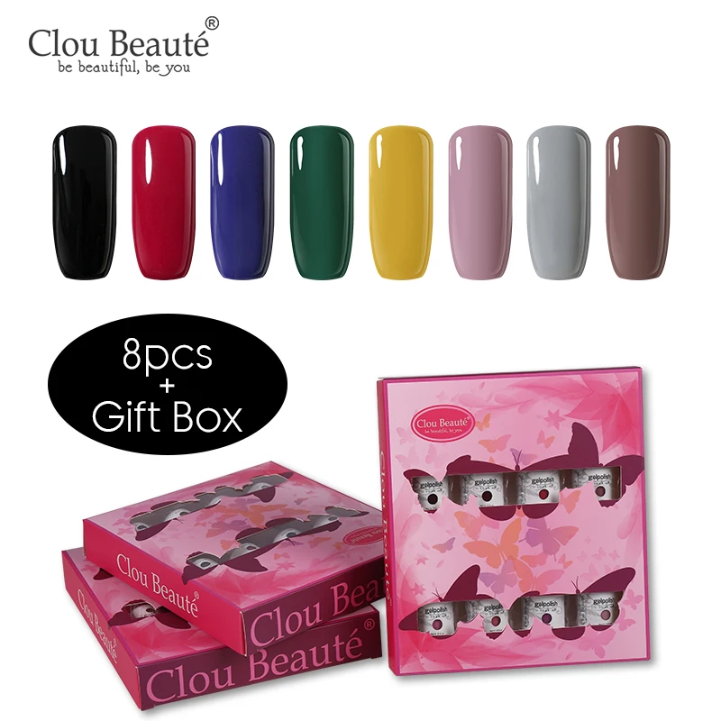 Clou Beaute 85 цветов Гель-лак подарочный набор Полупостоянный светодиодный Гель-лак для ногтей набор лак для ногтей цветная Серия 6 шт/8 шт 8 мл - Цвет: ZH10-8pcs(gift box)