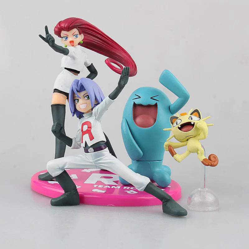 

6.5-13cm Rocket Team Jesse & Wobbuffet and James & Meowth japan Anime pkm Action Figure Model Toys PVC Model Decoration