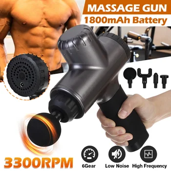 

3300 r/min USB Therapy Massage Guns 6 Gears Adjustable High Power Deep Muscle Massager Relax Body Pain Relief Slimming + 4 Heads