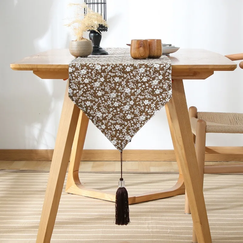 

Japanese-Style Classic Pattern Long Table Runner Factory Direct Chinese Zen Tea Table Printing Tea Table Table Tablecloth