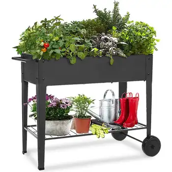 

Multifunctional Plant Planter Movable Planting Bed with Wheels for Vegetables Plants Gardening Accessories