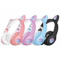 K6133 Cat Ear Headphone Wireless headset 5.0 Girl Makaron cartoon Cat Claw LED Lamp Colorful Luminous Card Kids Gift 6