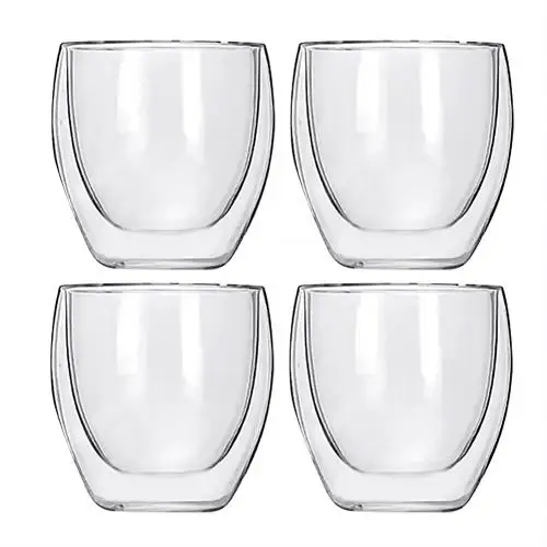 4pcs Новая мода 4 шт. 80 мл с двойными стенками Изолированные эспрессо чашки питьевой чай латте кофе кружки виски стеклянные чашки Посуда для напитков - Цвет: 4pcs