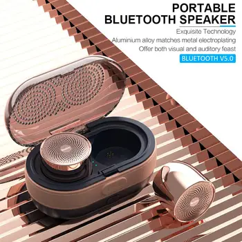 

V17 TWS Wireless Speaker Outdoor Mini Bluetooth 5.0 Speaker Heavy Bass Portable Stereo Speaker With Charging Box Metal Buckle