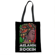 Cusotm льняные сумки-шопперы для женщин, черная художественная африканская женская сумка для покупок с принтом, дамские летние пляжные сумки, женская эко-сумка для хранения