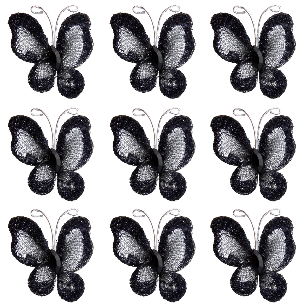  50± Glitter Wired Mesh Stocking Butterfly Wedding Invitations Card Making 3x2cm - 4000128345004