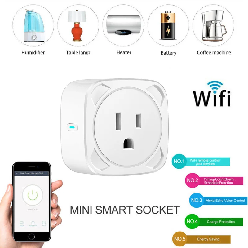 Умная розетка Alexa Smart Life с поддержкой Wi Fi для умного дома подходит устройств Google Home