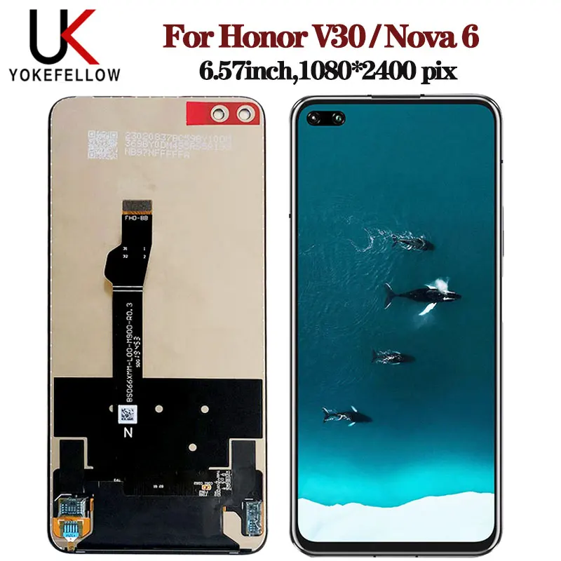 Original Screen for Huawei Honor V30 LCD Display Touch Digitizer For View 30 Replacement Nova 6 | Мобильные телефоны и