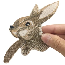 Рисунок с вышитым кроликом из лоскутного топа с вышивкой аппликацией зайца заплатки в виде животных для одежды кролик аппликации Parches 13x8 см AC1163
