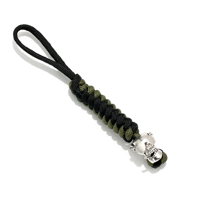 Punk Antique Silver Plated Skull Lanyard Keychain Accessories Survival  Paracord Rope Knife Car Keyring Gift Jewelry Dropshipping