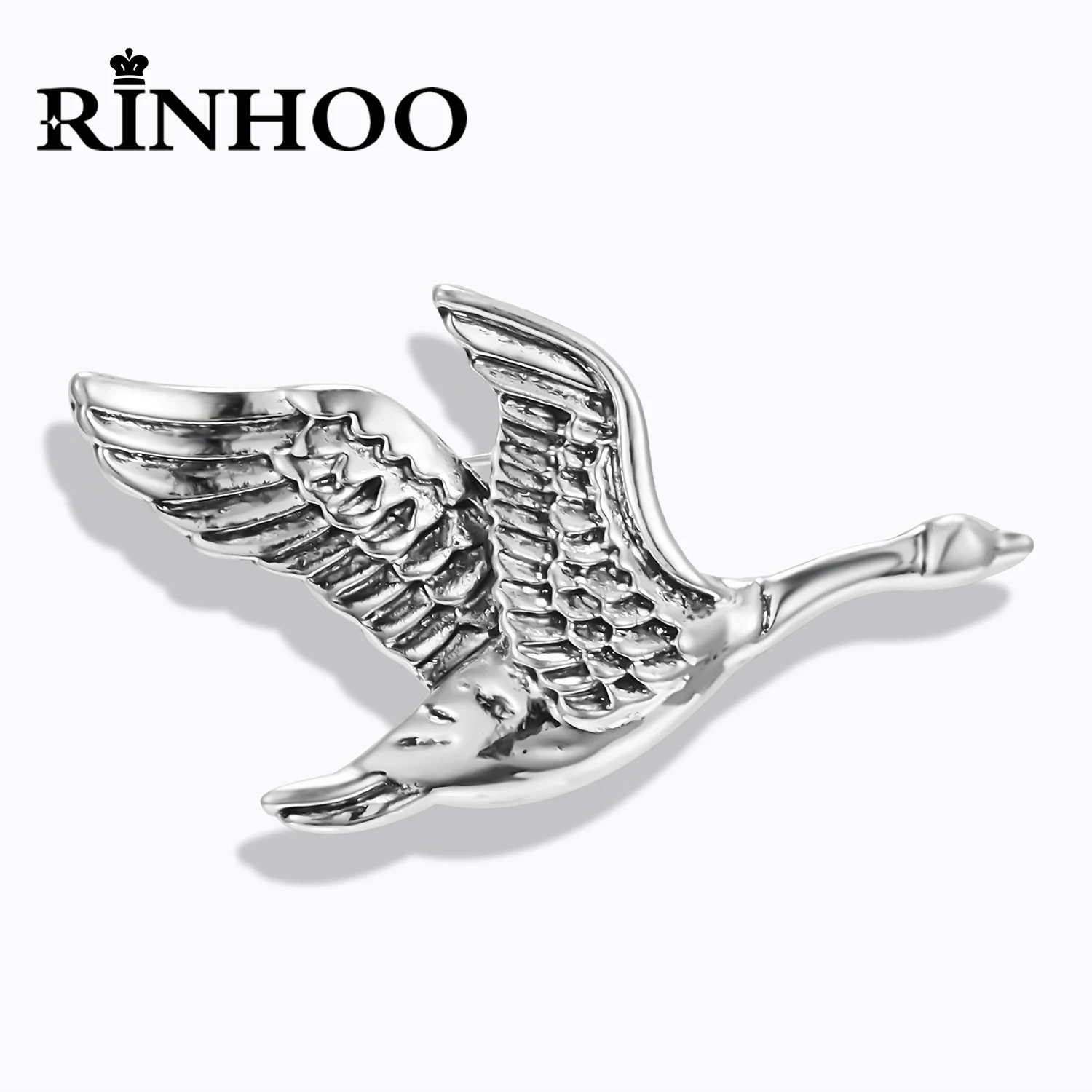 Брошь в виде летающей птицы Rinhoo эмалированная брошь животного дикий гусь
