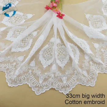 

33cm big wide cotton embroidery lace edges lace appliques mini dress lace ribbon guipure diy lace trim garment Accessories#4009