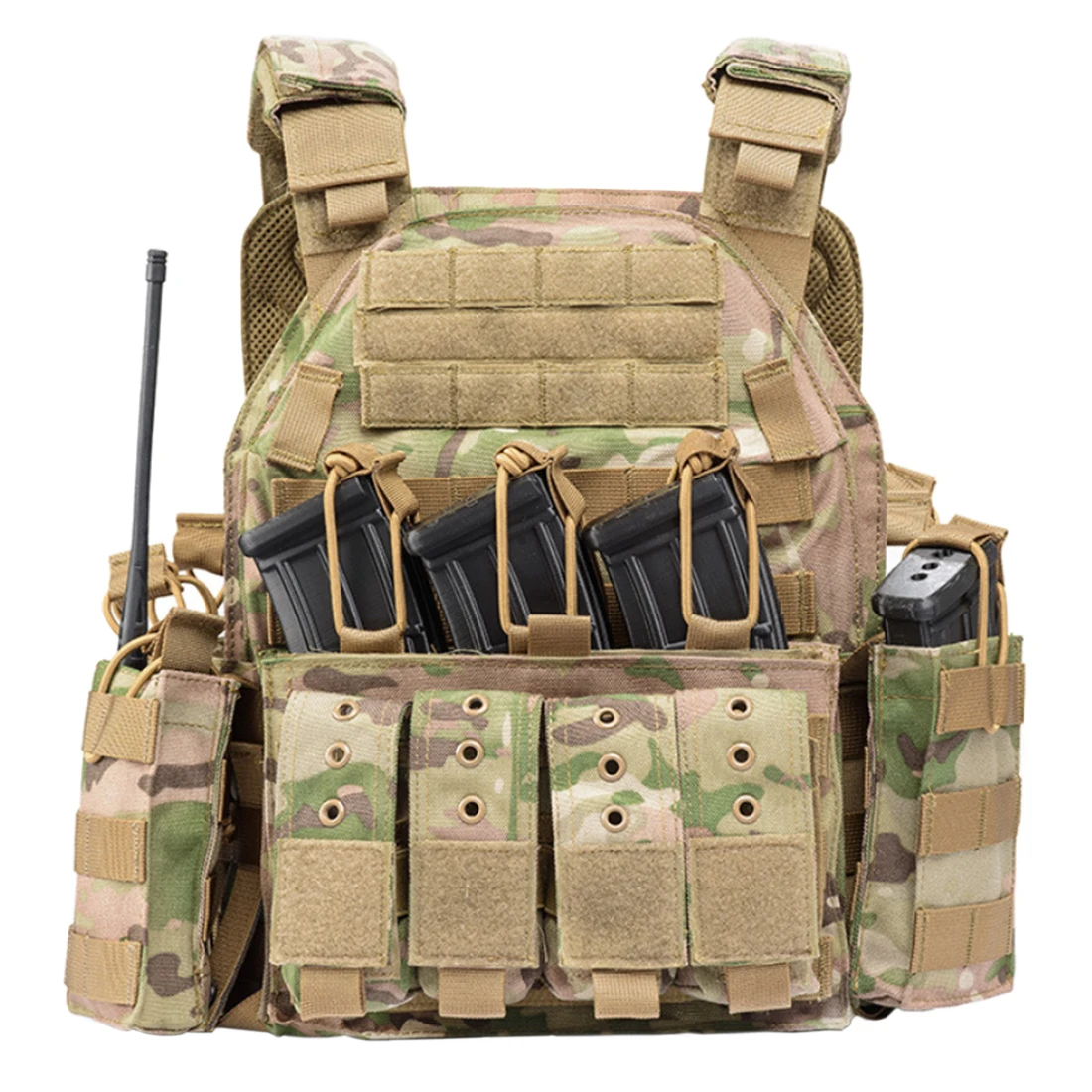 

YAKEDA Plate Carrier Tactical Vest For Outdoor Activity - Black/Tan