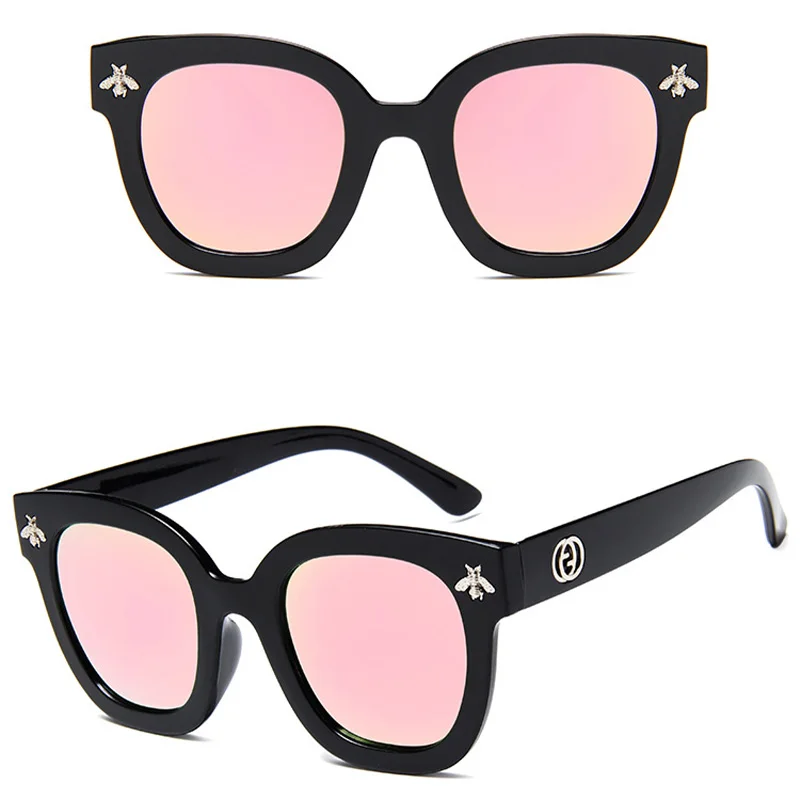 New Fashion Boys Girls Colorful Tint Lens Oversized Bees Decoration Square Sunglasses Kids Cool Eyewear Glasses Uv400 big sunglasses for women Sunglasses