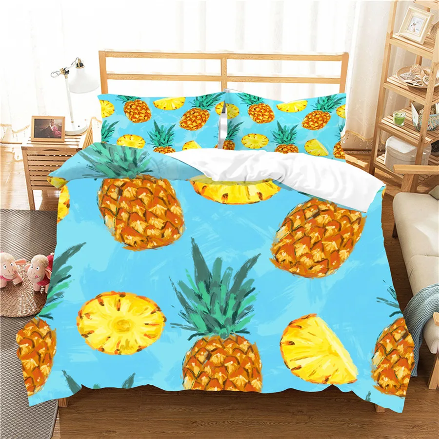 

A Bedding Set 3D Printed Duvet Cover Bed Set pineapple Home Textiles for Adults Bedclothes with Pillowcase #BL20