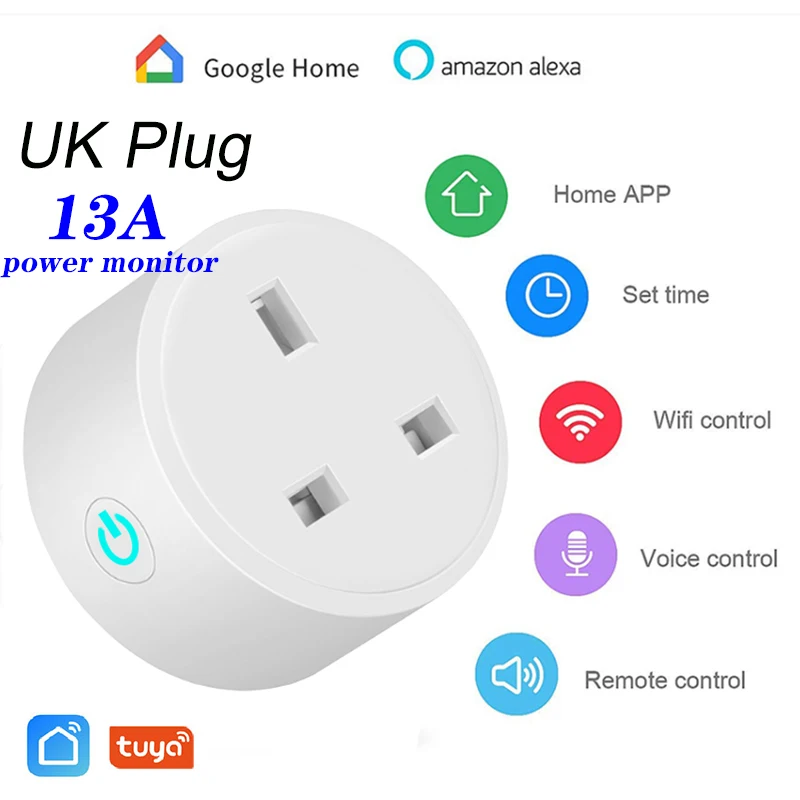 3 шт. Tuya Wifi умная розетка Smart mini plug UK WiFi Пульт дистанционного управления с Alexa Google home энергетический монитор