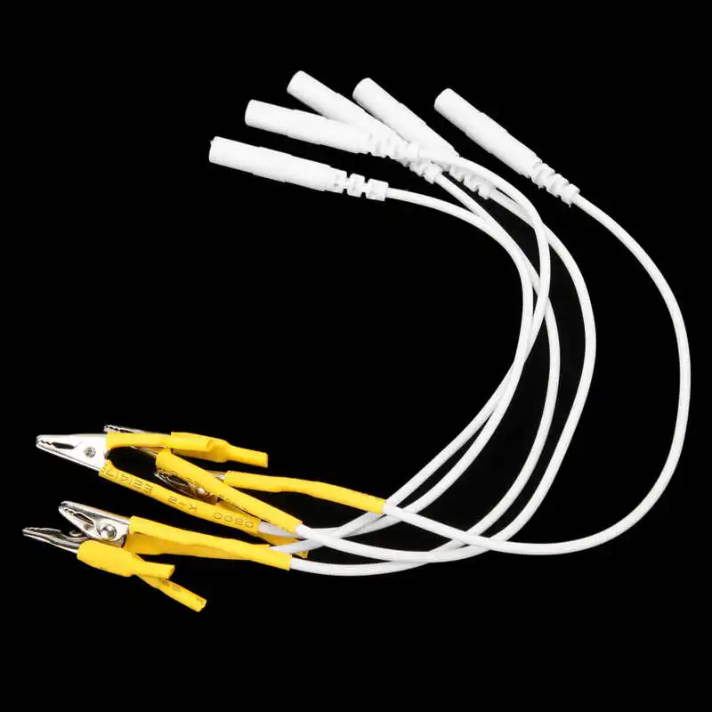 Clip Electrode Wires Cable 20pcs / bag TENS Unit Physiotherapy Machine Yellow Massager Treatment Electrode Cable Electrode Lead Wires Charging Cable