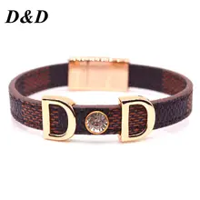 D& D, кожаный браслет, ручная Женская цепочка, простой, универсальный, со словом, сплав, широкий кожаный браслет& браслет