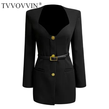 

TVVOVVIN Collar Women Dress Square Black Blazer Dresses Vintage Black Square Collar Dresses Autumn Clothes Women Fashion 0358