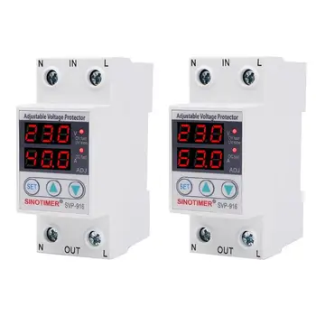 

SVP-916 Home Usage Dual LED Display 230V Adjustable Voltage Surge Protector Relay Limit Current Protection