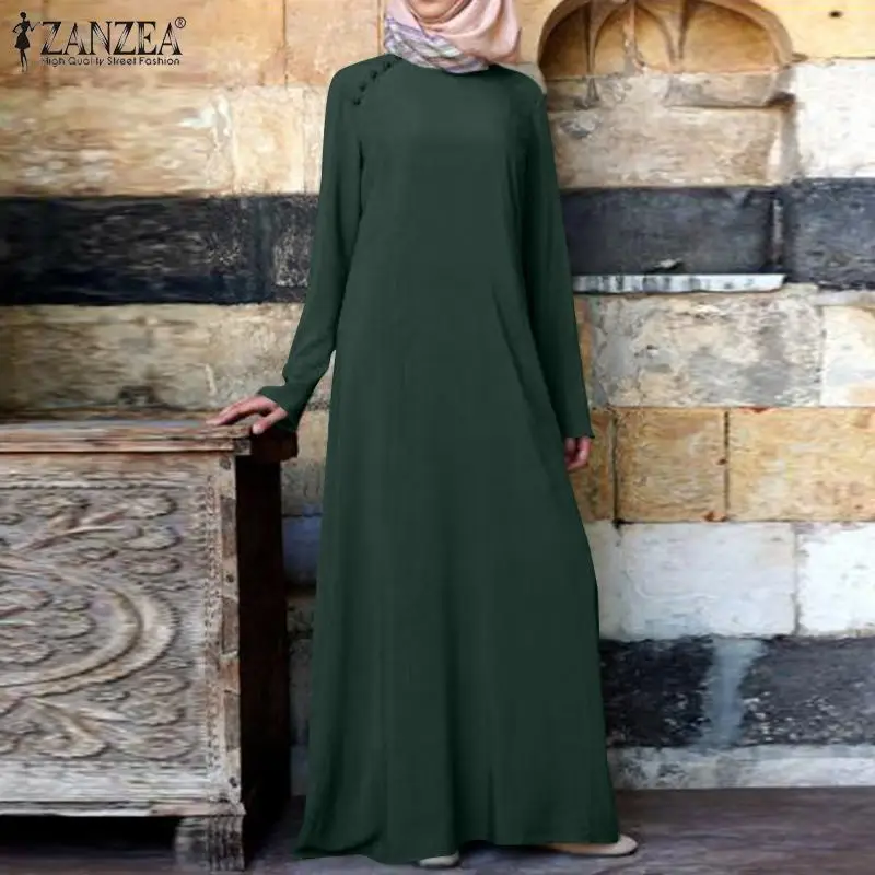 Платье ZANZEA женское в мусульманском стиле длинный сарафан с длинным рукавом