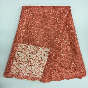 

High Quality French Net Lace Fabric With Sequins Tulle Lace Fabric For Wedding 5 yards/lot