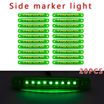 

20pcs 4inch 9-LED Green Waterproof 12V-24V Truck ATV SUV Trailer Side Marker Warning Light Bars Super Bright