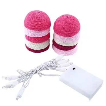 

10 Ball LED String Lights Decor Holiday Lighting Outdoor Cotton Wedding Gifts Dark Pink Party Fairy Indoor