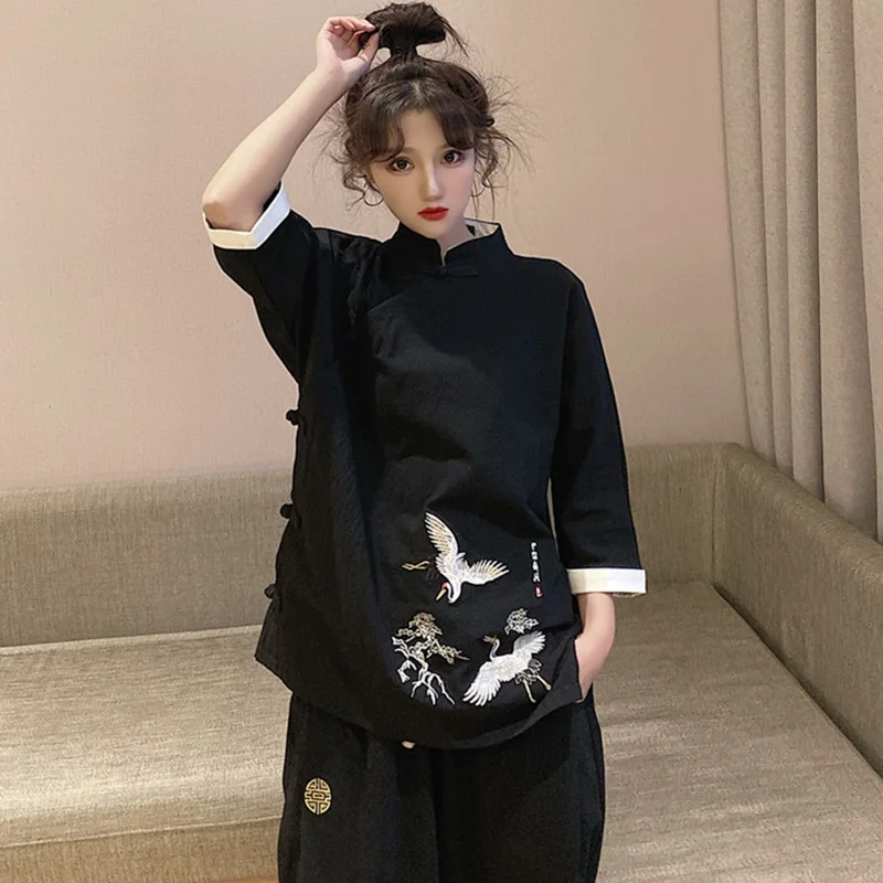 Traditional Chinese Clothing Women shirt Tang Suit Tai Chi Uniform Hanfu Kimono Cardigan Cheongsam Top Kung Fu Clothes 285
