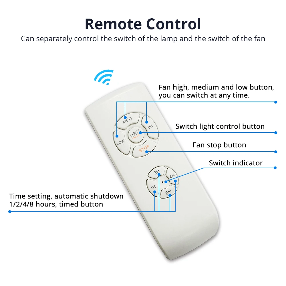 US $205.10 Zemismart WiFi Tuya Fan Light with Switch Alexa Google Home Enable App remote Timer Control