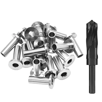 

20PACK Stainless Steel Protector Sleeves for 1/8 inch 5/32 inch or 3/16 inch Cable Railing with a Drill Bit