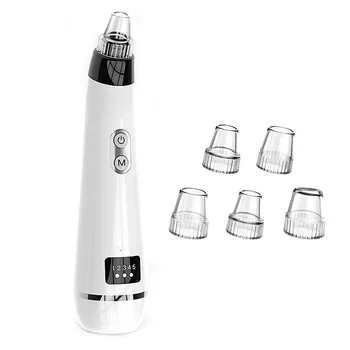 

USB Rechargeable Electric Beauty Machine Face Facial Pore Blackhead Remover Cleaner with 5 Modes 5 Suction Heads 3 Beauty Lights