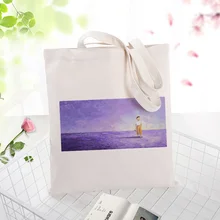 Фиолетовая серия холщовая вместительная сумка для покупок сумка с пользовательским принтом логотипа сумка текст DIY ежедневное использование экологическая многоразовая утилизация