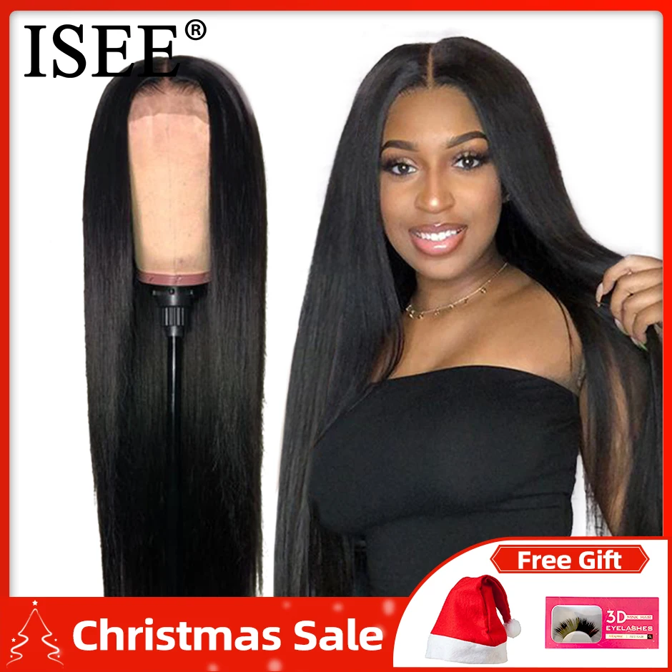 ISEE волосы 360 синтетический парик 150% густые натуральные волосы парики для черных женщин Remy малазийские прямые волосы фронтальные человеческие волосы парики