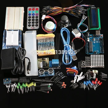 

Free Shipping Ultimate kit Hc-sr04 Ultrasonic Sensor/Step Motor/ Servo /1602 LCD /R3 starter Kit With Retail box