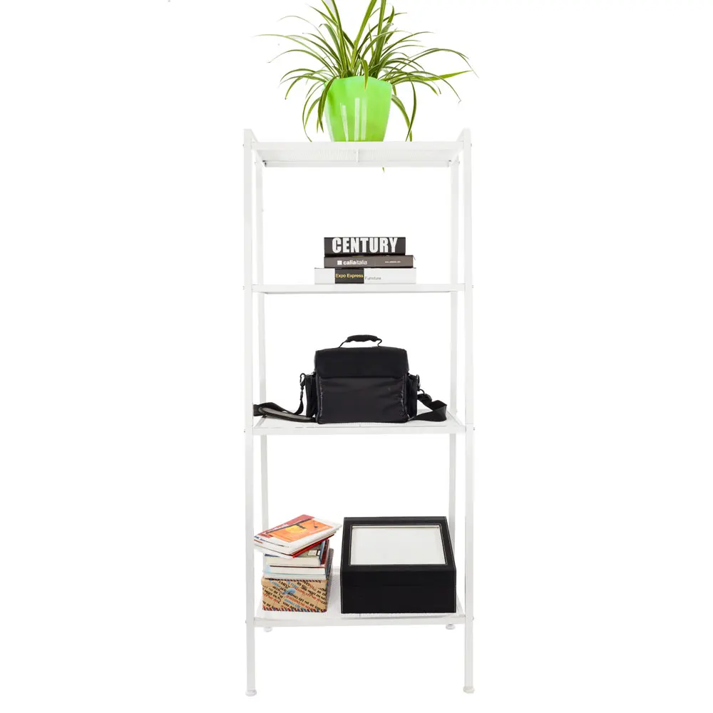 

Ladder Shelf 4 Tier Leaning Industrial Bookshelf,Multipurpose Metal Widen Ladder Bookcase,Plant Shelf Standing Storage Rack