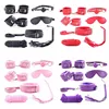 7pcs/set for Woman PU Leather SM Bondage Set Sex Handcuffs Footcuffs Whip Rope Eye Mask Blindfold Erotic Toys Couples 1