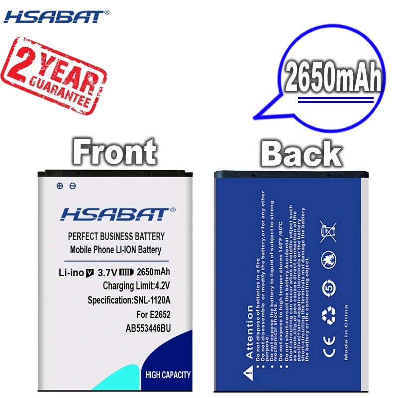 Новое поступление 2650 мАч AB553446BU аккумулятор для samsung E2652 C3300 C3300K E2120 E3300 S5150 M3200 B100 L250
