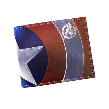 Comics Wallet Captain America Card Bags Famous Amine Cartoon Purse Leather Male Casual Branded Wallets