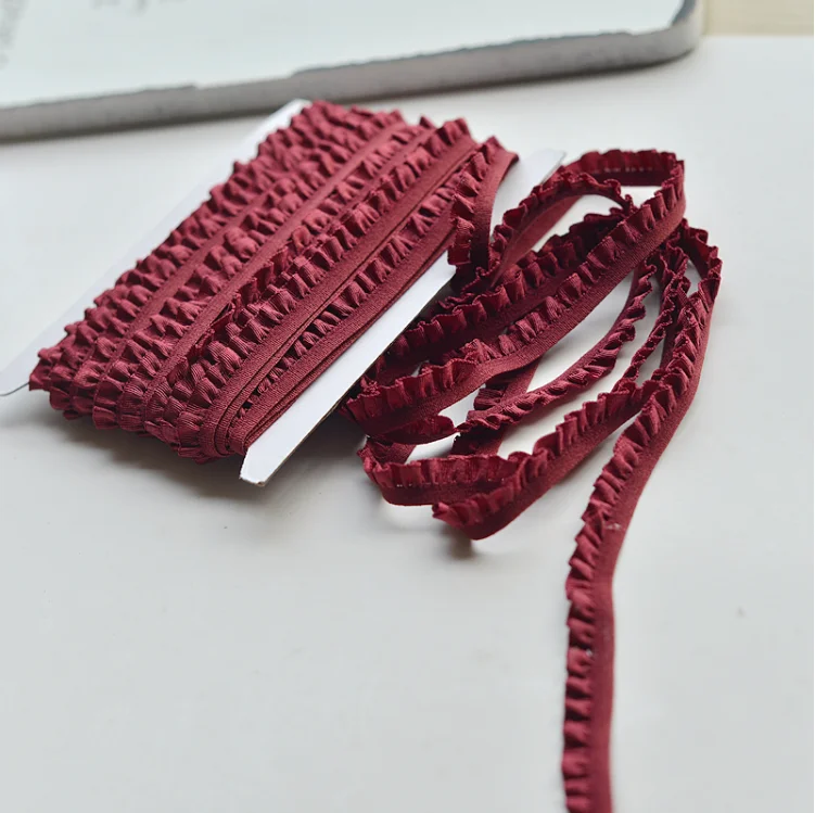 Lace Fabric 5 Meter Ruffle 1CM Wide Elastic Ribbon Trim Diy Craft African Fabrics Stretch lace ribbon lace sewing supplies lace sewing accessories lace accessories lace garment accessories lace hair accessories lace decoration