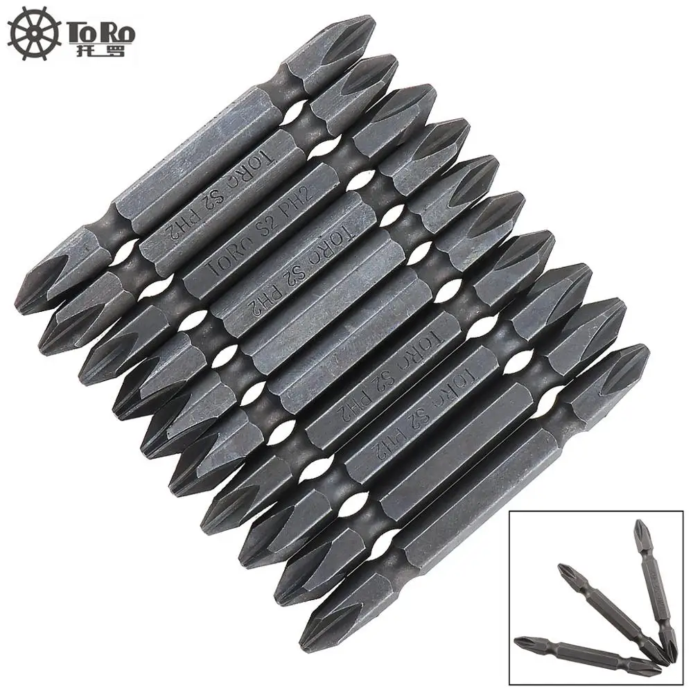 

1/4 Double Head S2 Electric Screwdriver Bits with Magnetic and Phillips for Pneumatic Tools 10pcs