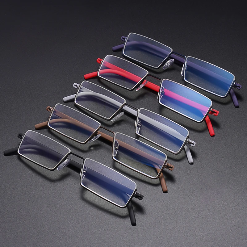 May Flower Metal Anti-Blue Light Reading Glasses Men Half Frame Prescription Eyeglasses Male TR90 Eyewear With Case óculos +1.75