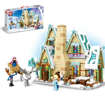 

Snow Queen Elsa Princess Ice Castle Building Blocks Bricks Anna Olaf City Toys Model Friends Christmas Girl Gift