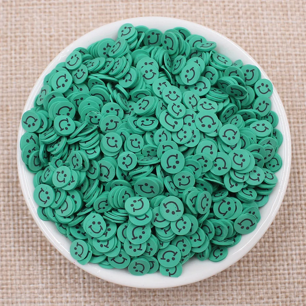 green 50g/lot Kawaii Smiley Face Soft Clay Sprinkles for Slime Slices Nail Arts Decoration Fimo Polymer Clay Crafts DIY Making Supply - Цвет: green
